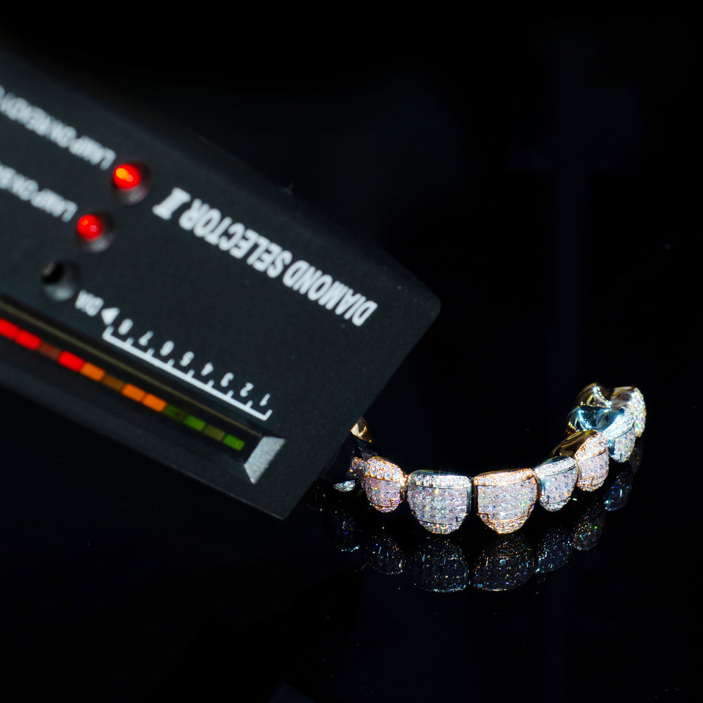 10 on 10 custom moissanite grillz diamond tester