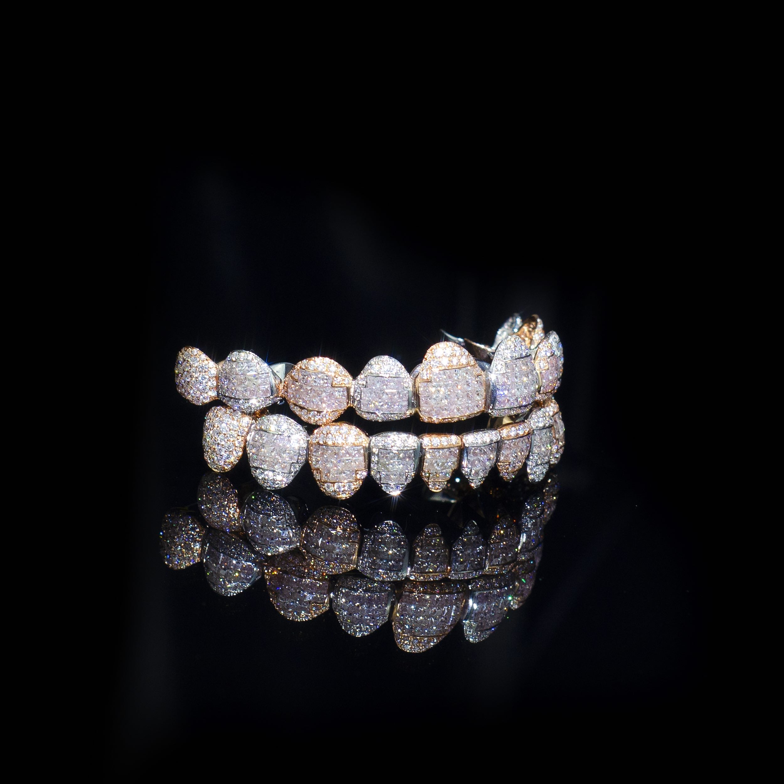 10 on 10 custom moissanite grillz side