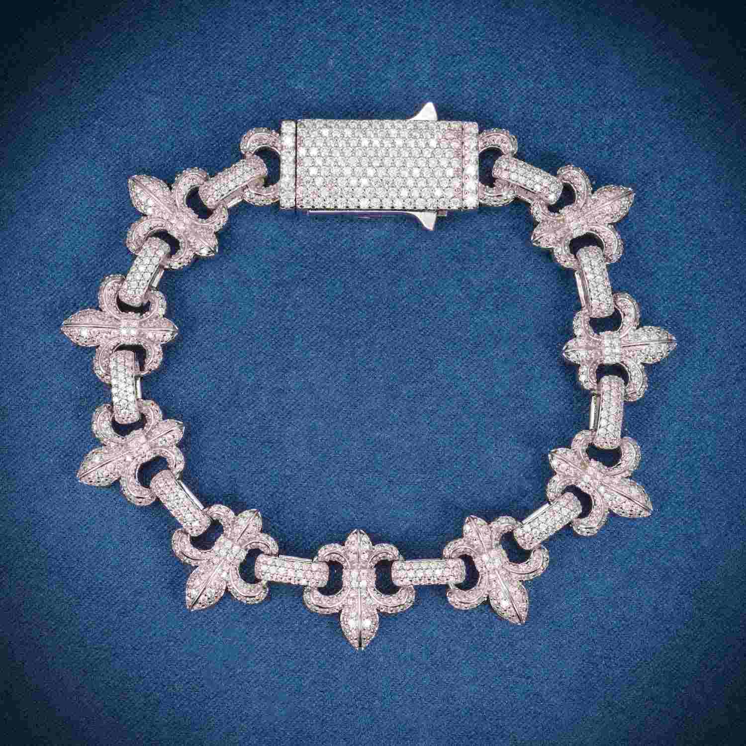 10MM Moissanite Crown Link Bracelet 14K Gold