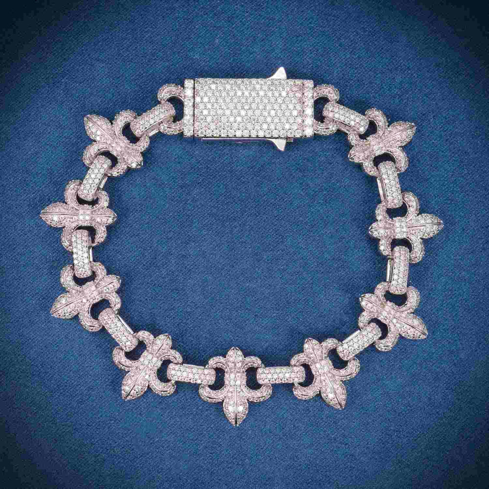 10MM Moissanite Crown Link Bracelet 14K Gold