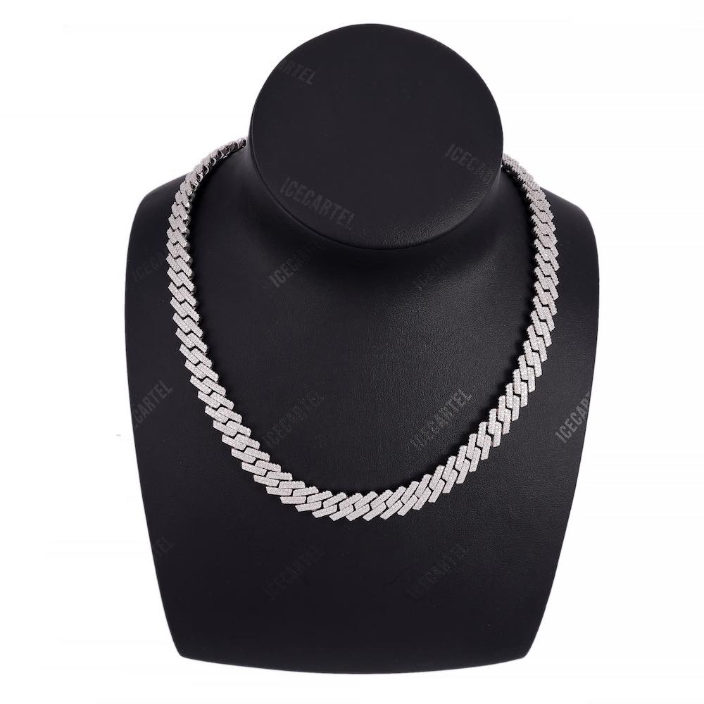 10MM Diamond Cuban Link Chain 14K Solid Gold Neck