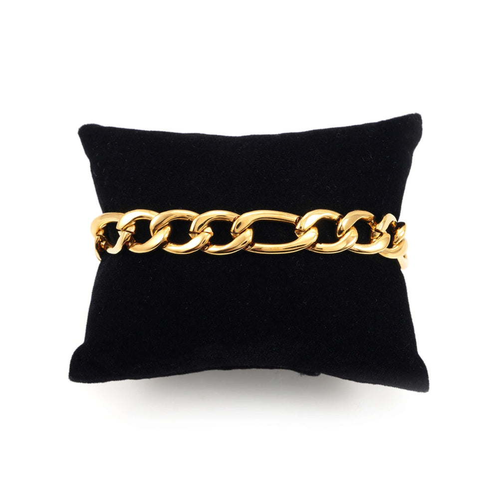 10mm figaro bracelet 14k yellow gold icecartel pillow