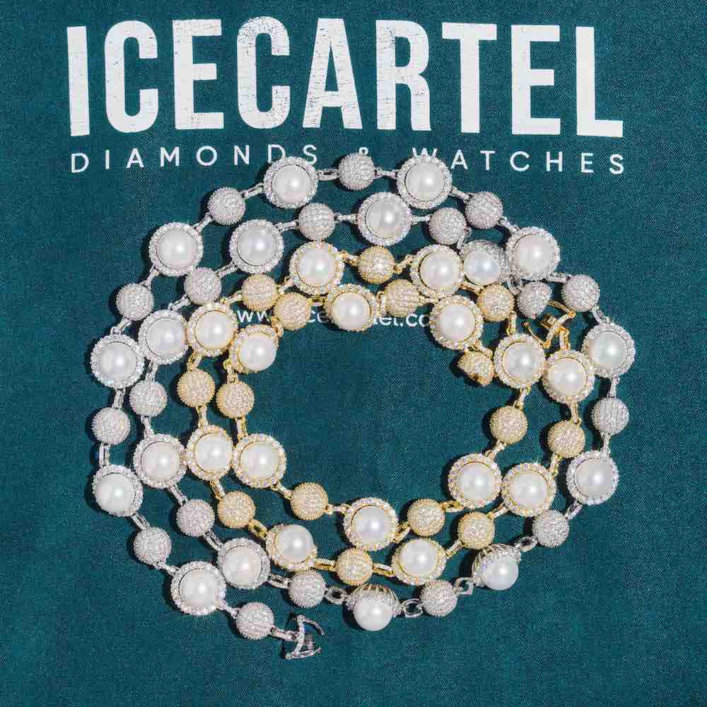 10mm moissanite ball link pearl chain