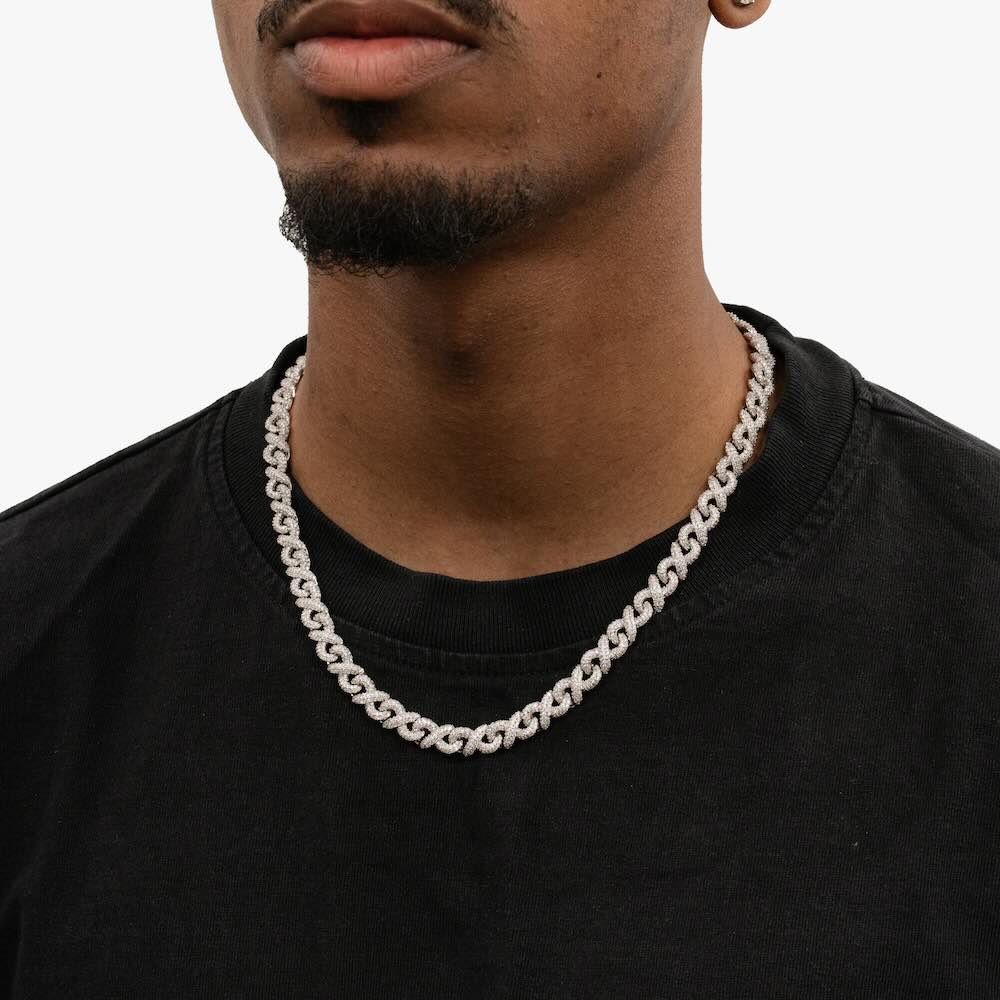 10mm moissanite infinity link chain 14k gold model