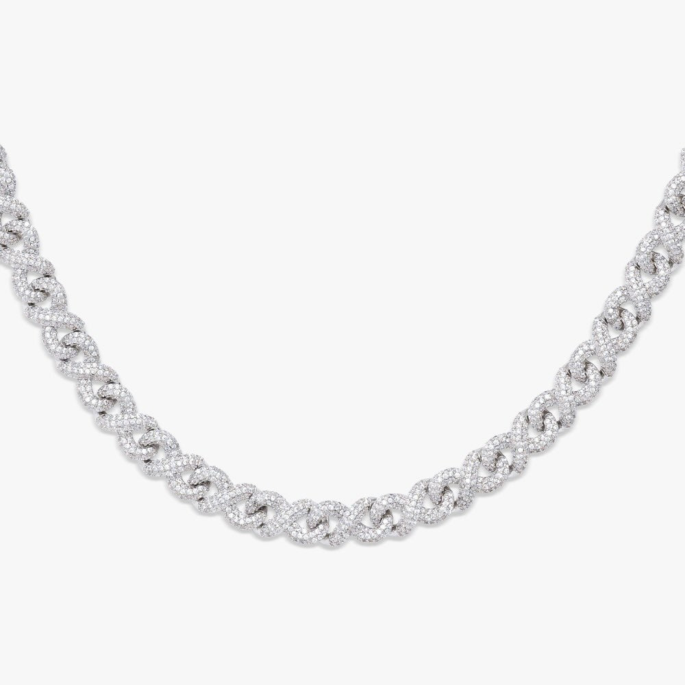 10mm moissanite infinity link chain 14k gold