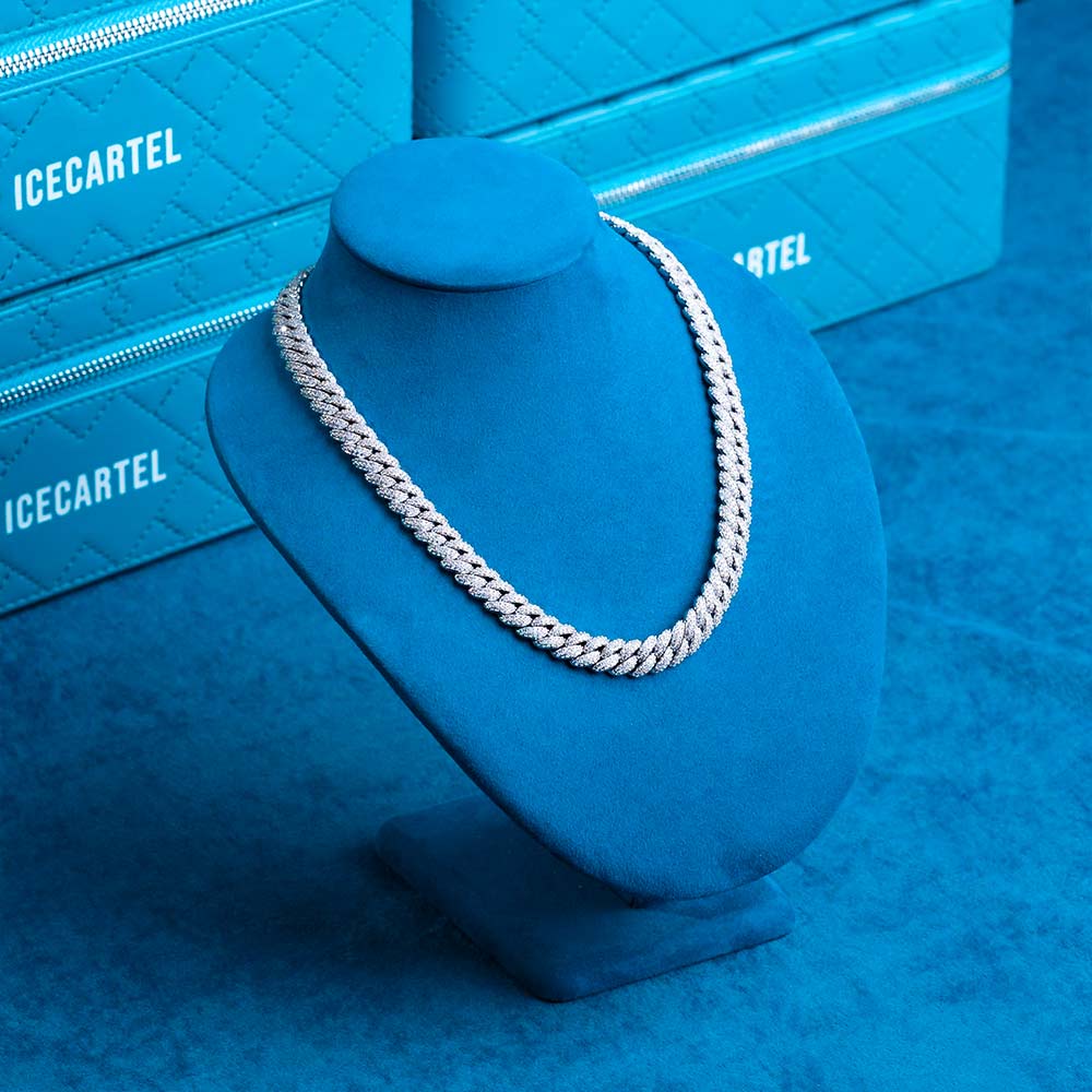 10mm moissanite prong miami cuban link chain display