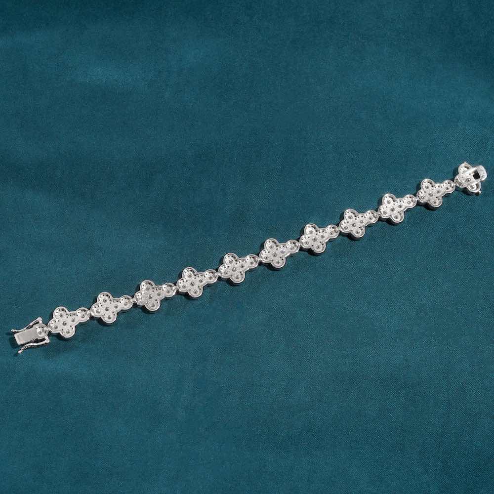 12.5MM Moissanite cross tennis bracelet 14k gold full 2