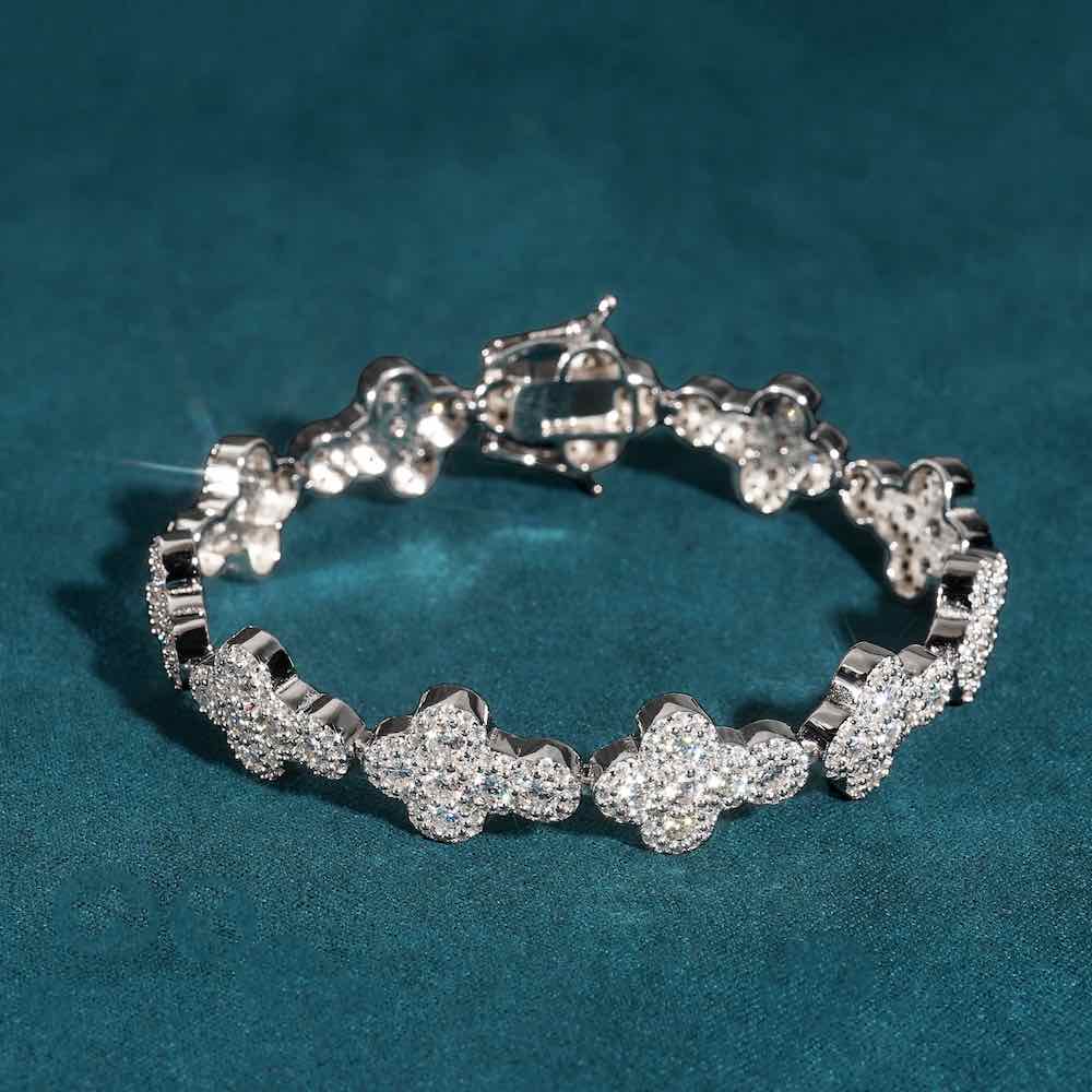 12.5MM Moissanite cross tennis bracelet 14k gold