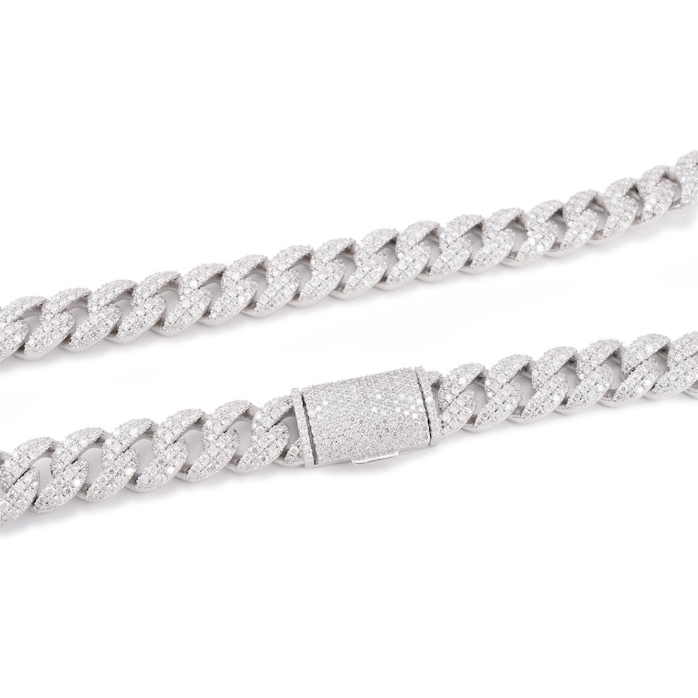 12MM 2-Row Diamond Miami Cuban Chain 14K Solid Gold clasp