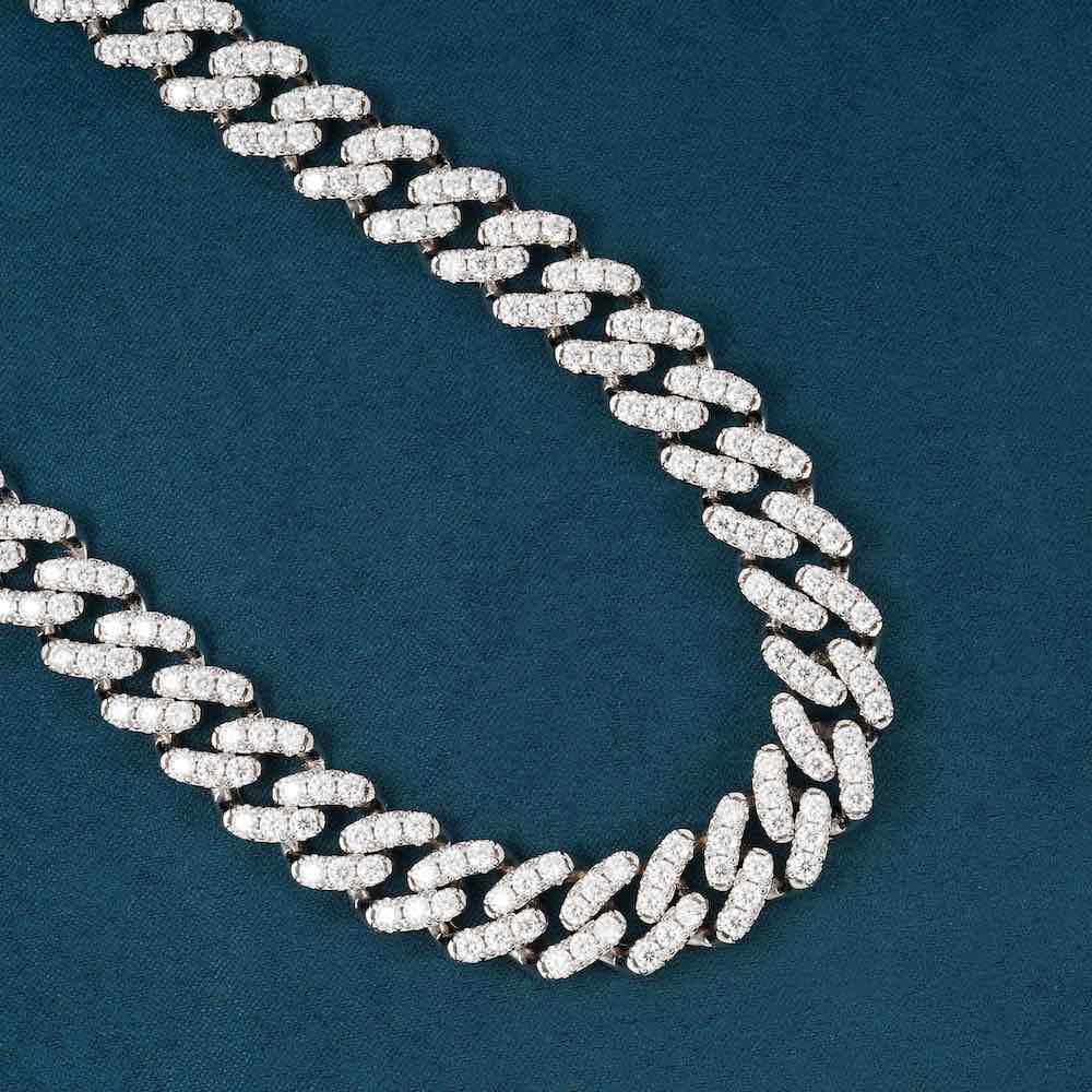 12MM Moissanite 1 row miami cuban link chain detailed