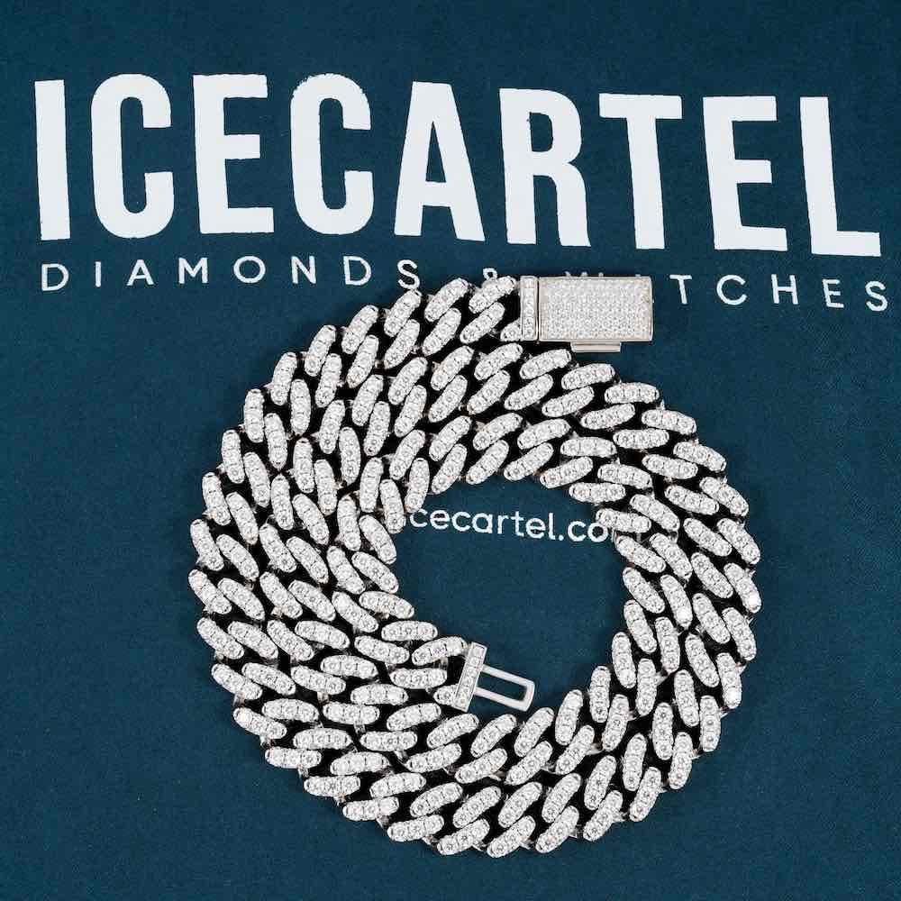 12MM Moissanite 1 row miami cuban link chain