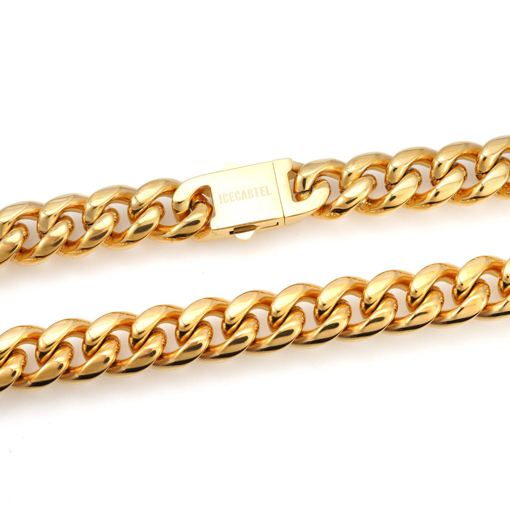 12mm cuban link chain 14k yellow gold icecartel lock