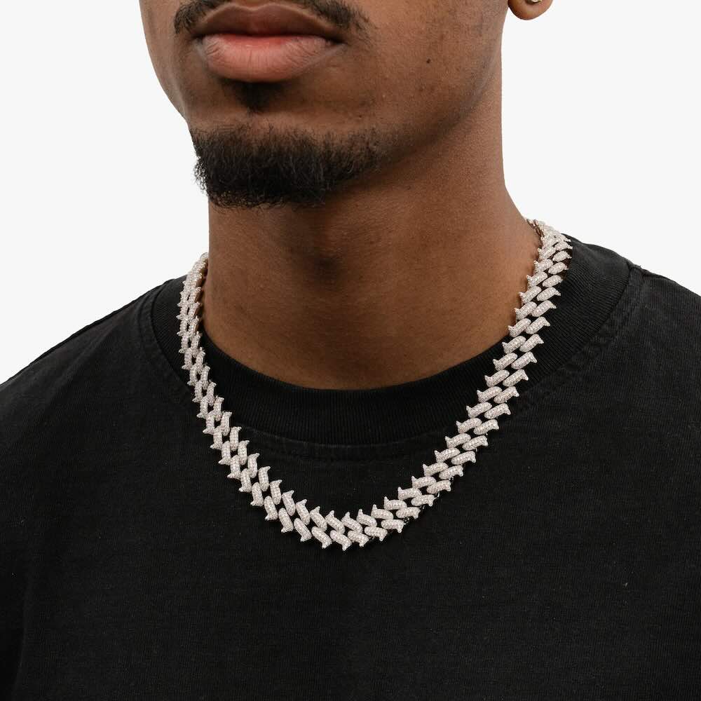 12mm iced out spiked cuban link chain 14k gold model