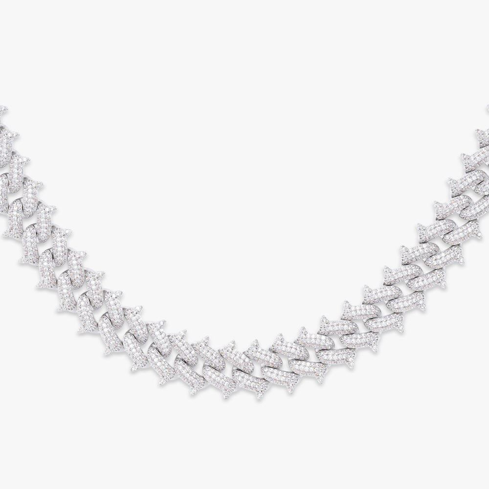 12mm iced out spiked cuban link chain 14k gold