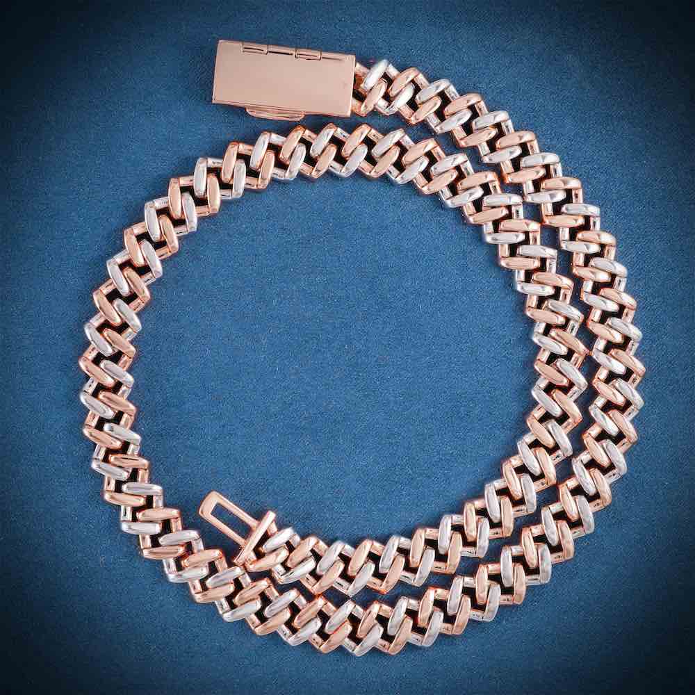 12MM Custom Clasp Two-Tone Cuban Link Chain 14K Gold Backside