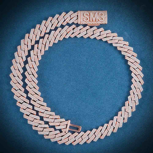 12MM Custom Clasp Two-Tone Cuban Link Chain 14K Gold Full