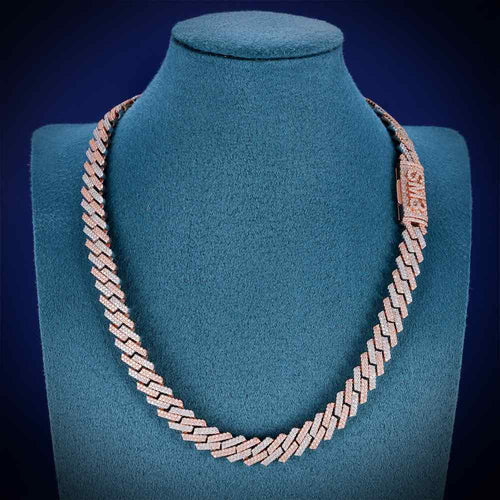 12MM Custom Clasp Two-Tone Cuban Link Chain 14K Gold Chain