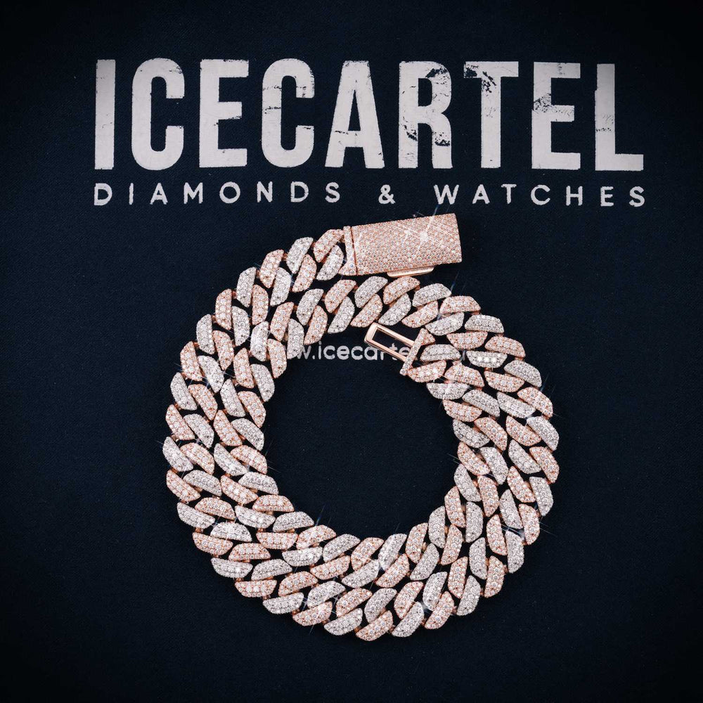 13MM Moissanite Two Tone Miami Cuban Link Chain 14K Gold icecartel
