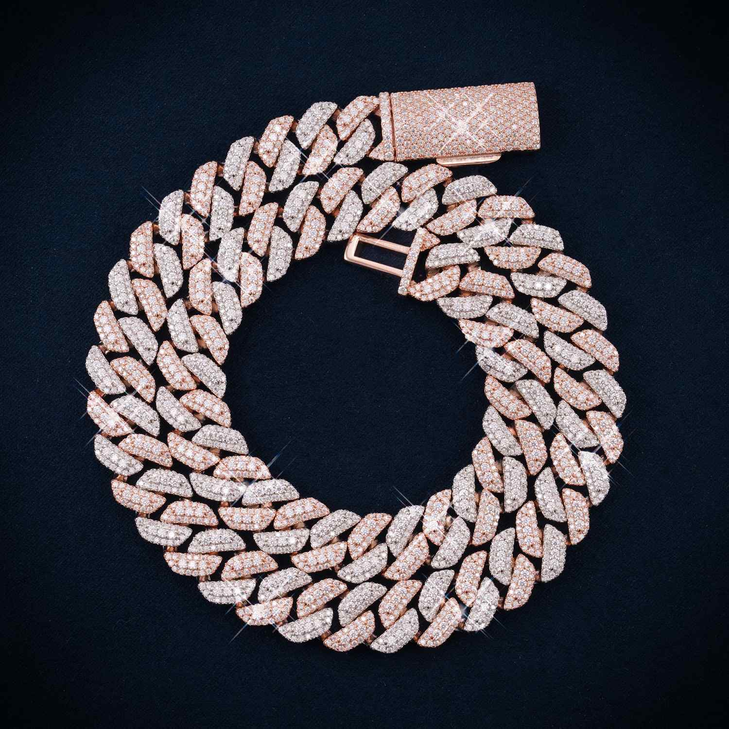 13MM Moissanite Two Tone Miami Cuban Link Chain 14K Gold main icecartel