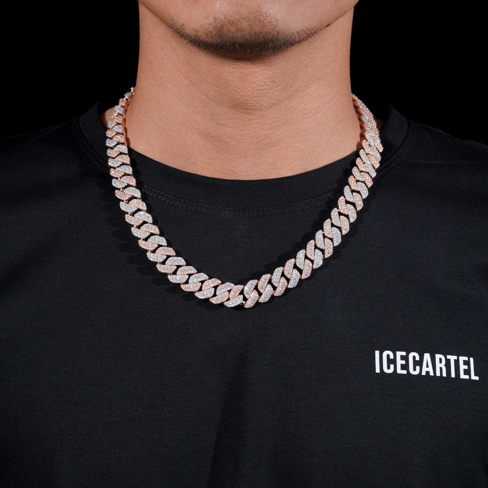 13MM Moissanite Two Tone Miami Cuban Link Chain 14K Gold model icecartel