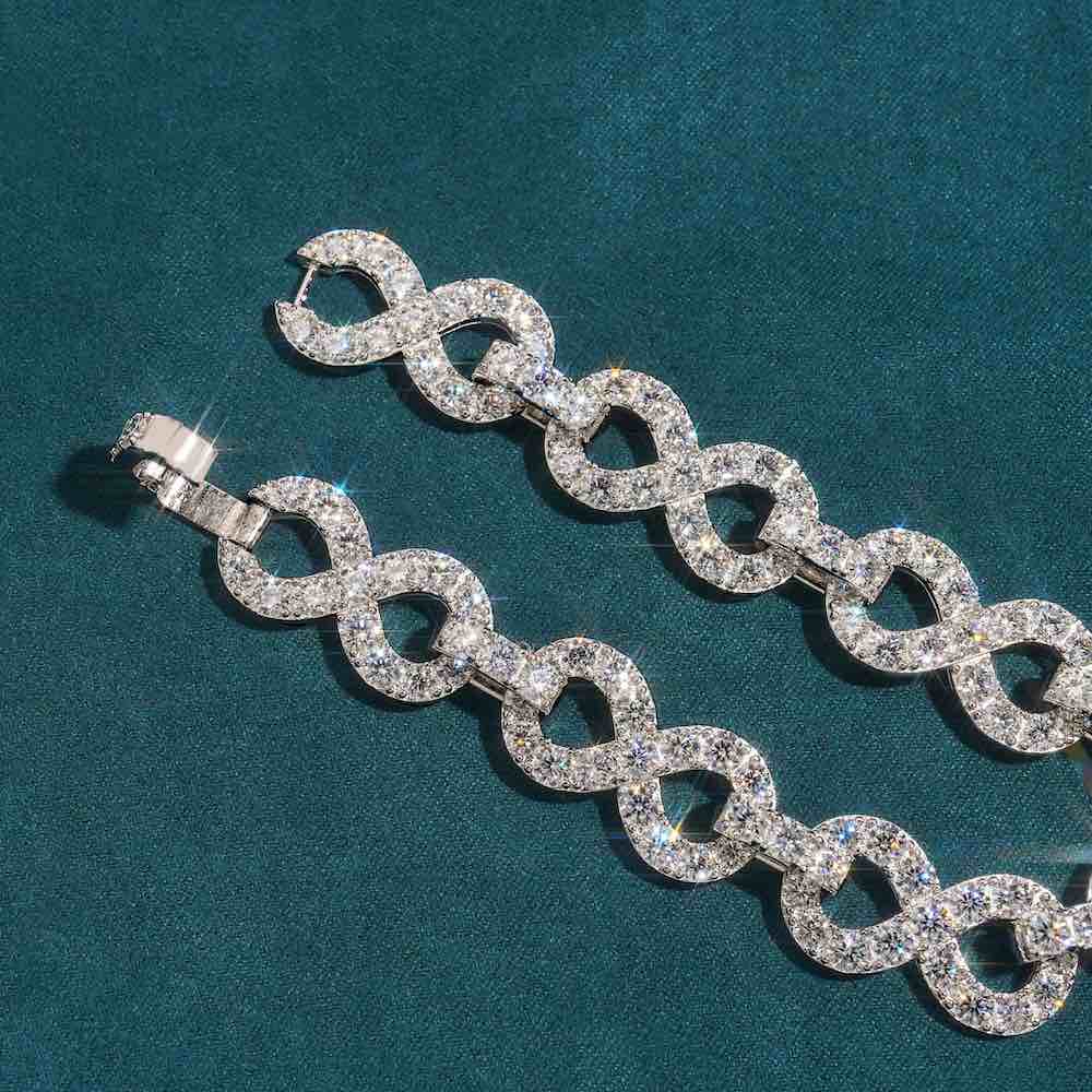 13MM Moissanite Infinity Link Bracelet Prong Setting Clasp
