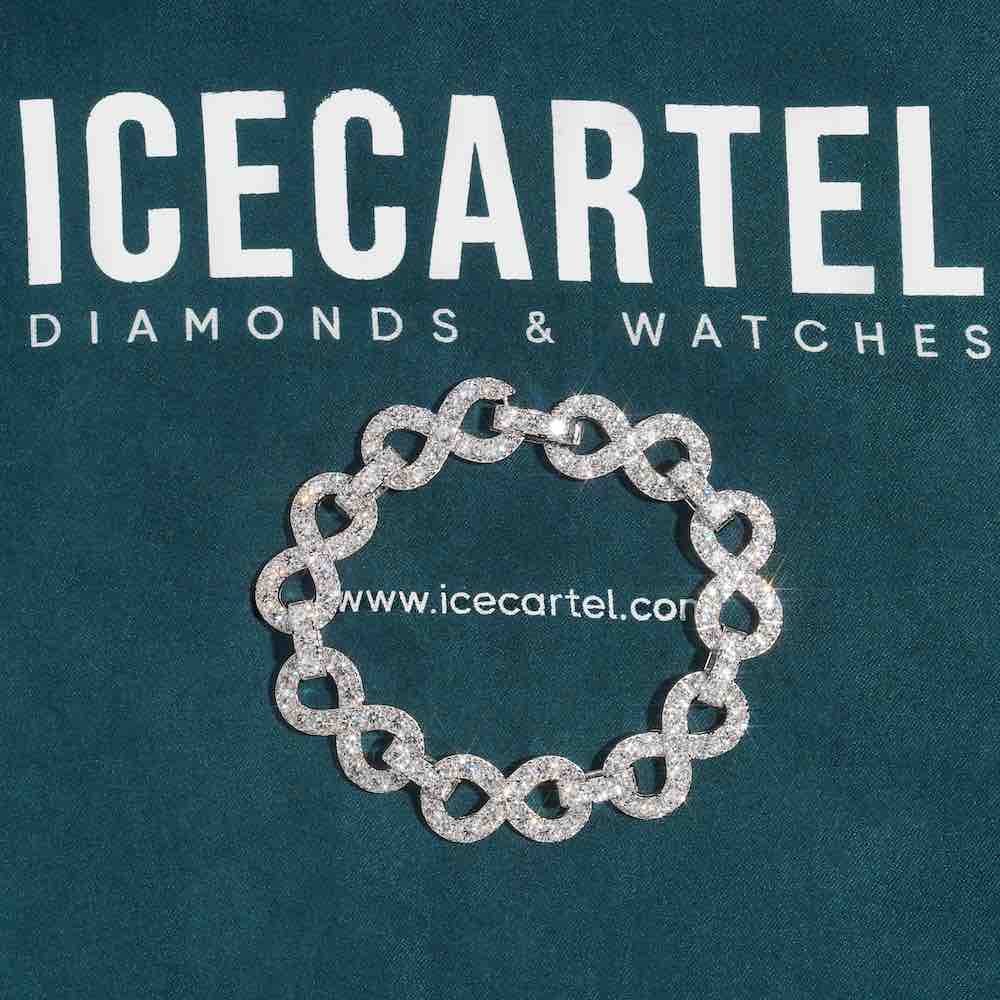 13MM Moissanite Infinity Link Bracelet Prong Setting Velvet