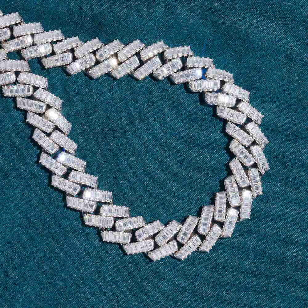 13mm baguette iced out cuban link chain detail