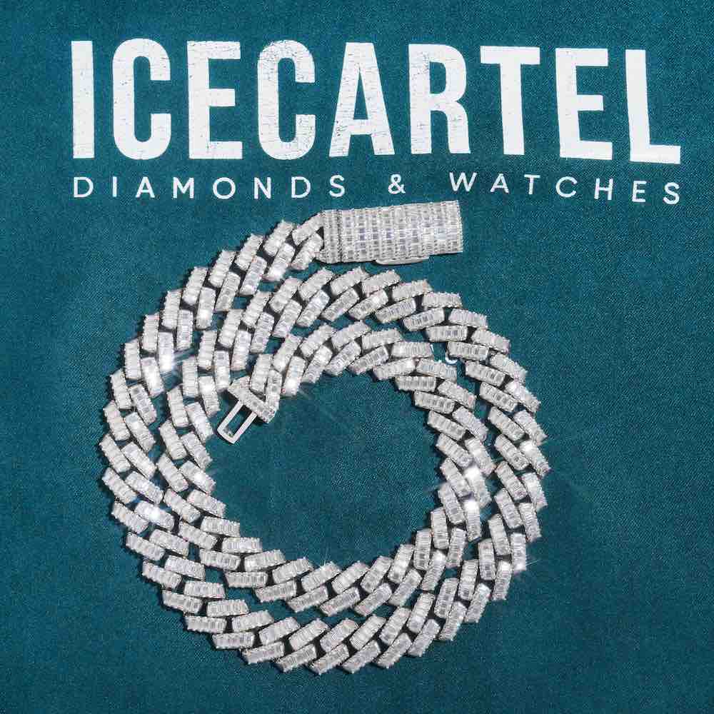 13mm baguette iced out cuban link chain