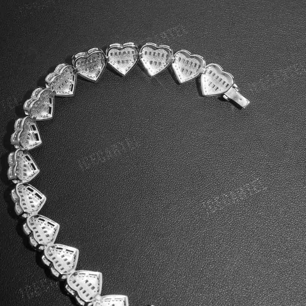 13MM iced oit heart tennis bracelet 14K gold 925 silver back2