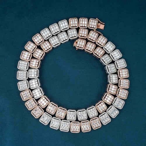 13MM Moissanite clustered baguette tennis chain icecartel front