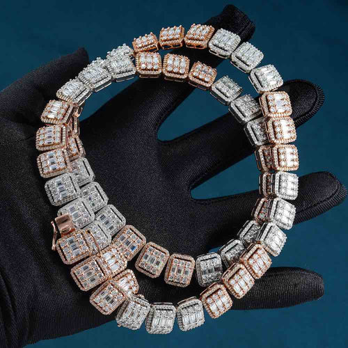 13MM Moissanite clustered baguette tennis chain icecartel hand