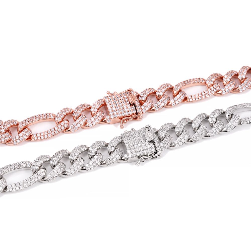 14MM Diamond Figaro Chain 14K Solid Gold clasp 2