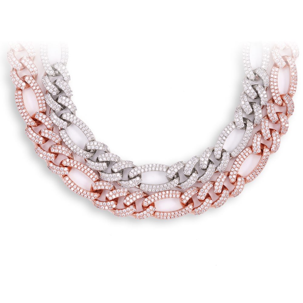 14MM Diamond Figaro Chain 14K Solid Gold