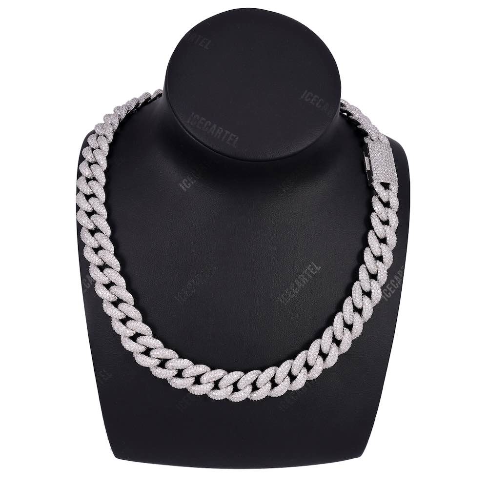 14MM Diamond Miami Cuban Chain 14K Solid Gold neck