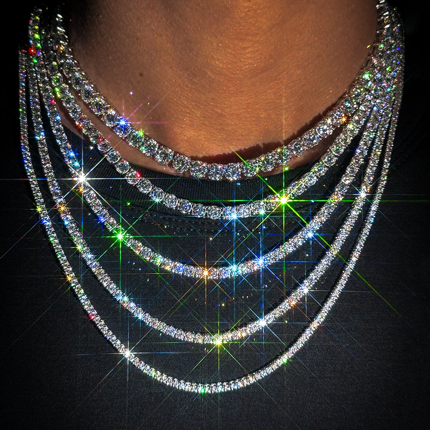 14k gold moissanite tennis chain all sizes
