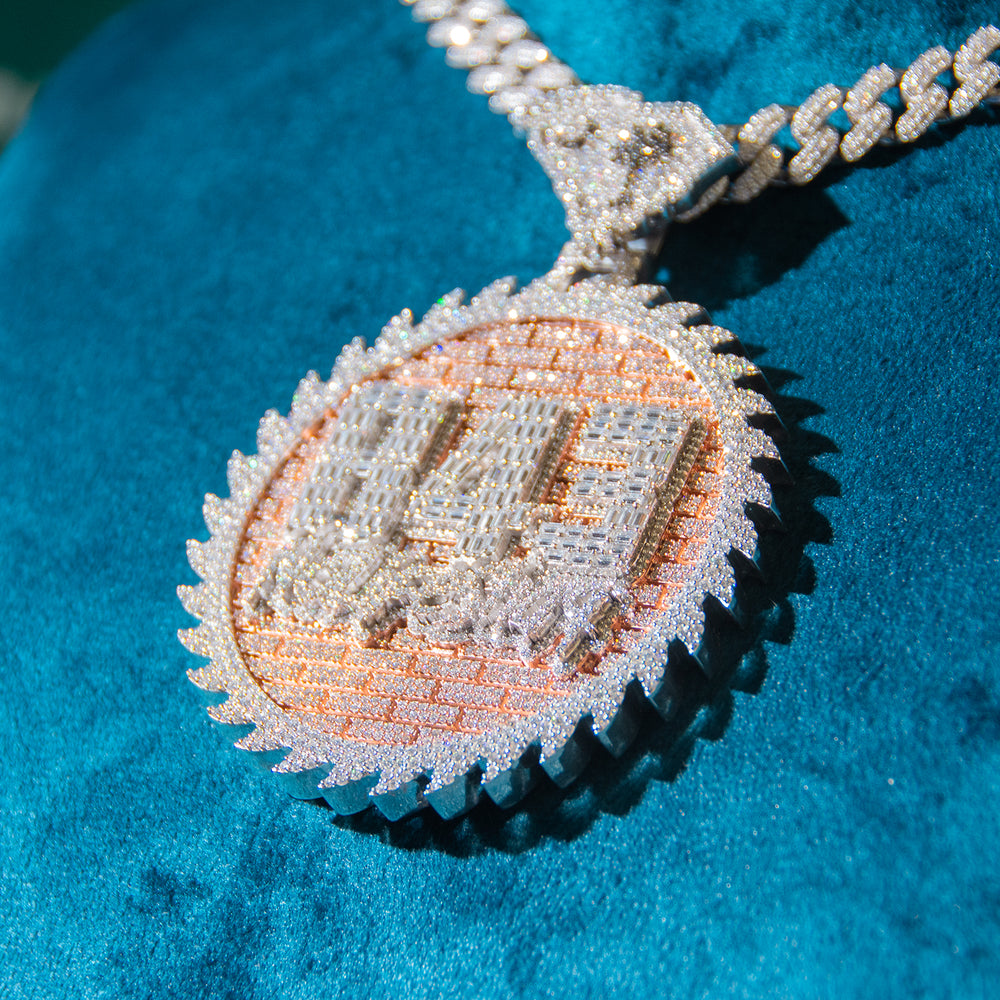 14k rose gold two tone custom vvs moissanite circle pendant nolifeshaq chain