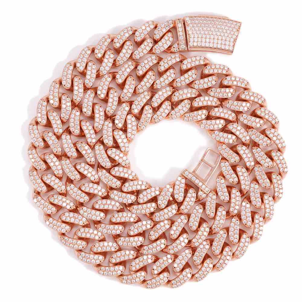 14MM 2-Row Diamond Cuban Link Chain 14K Solid Gold First