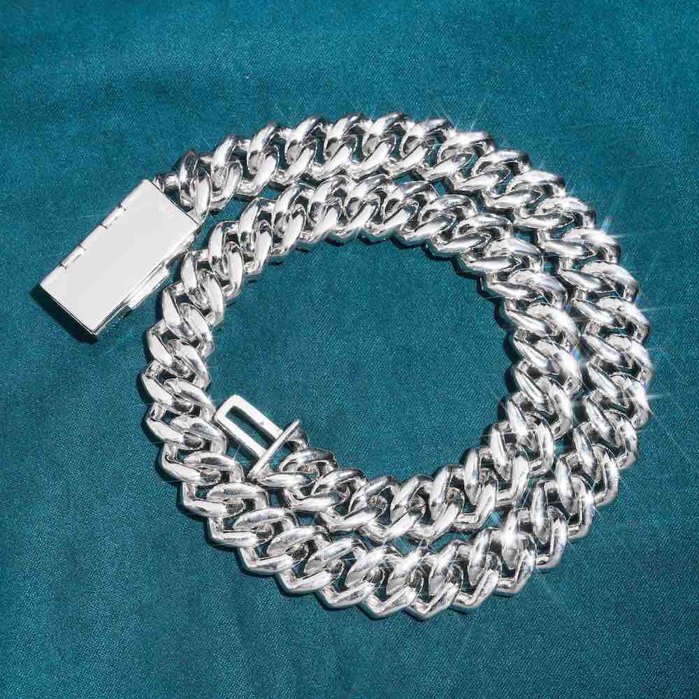 15MM Iced out diamond cuban link chain back