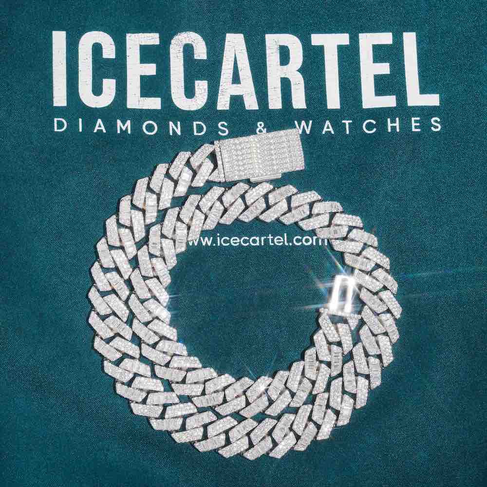 15MM Iced out diamond cuban link chain velvet