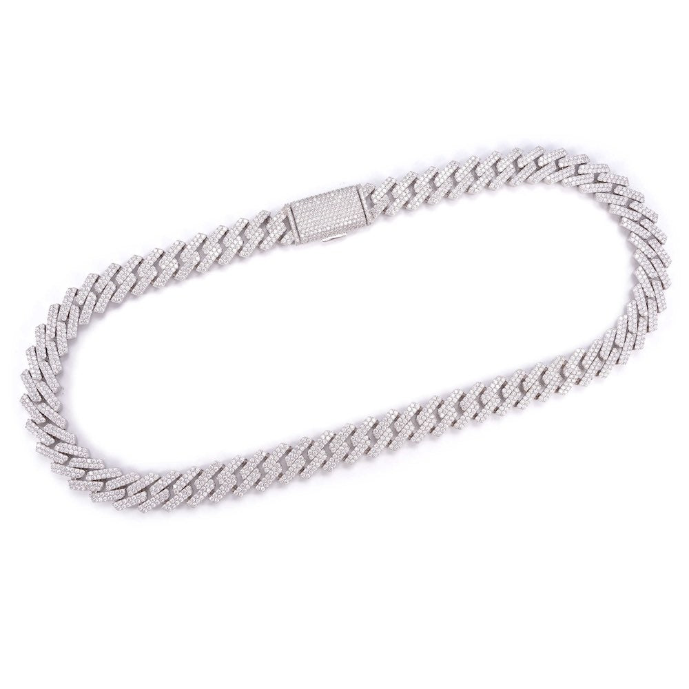 15MM 2-Row Diamond Cuban Chain 14K Solid Gold Full