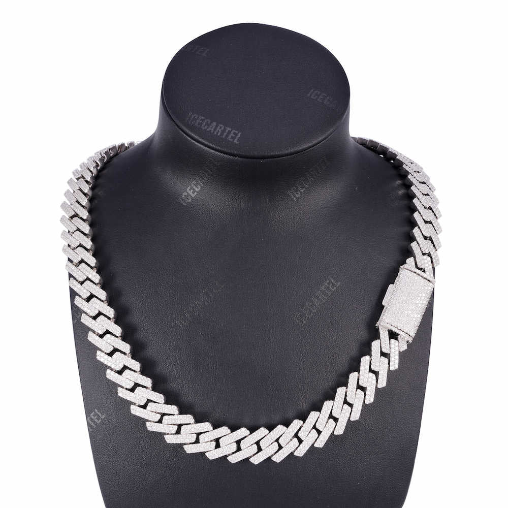 15MM 2-Row Diamond Cuban Chain 14K Solid Gold Neck