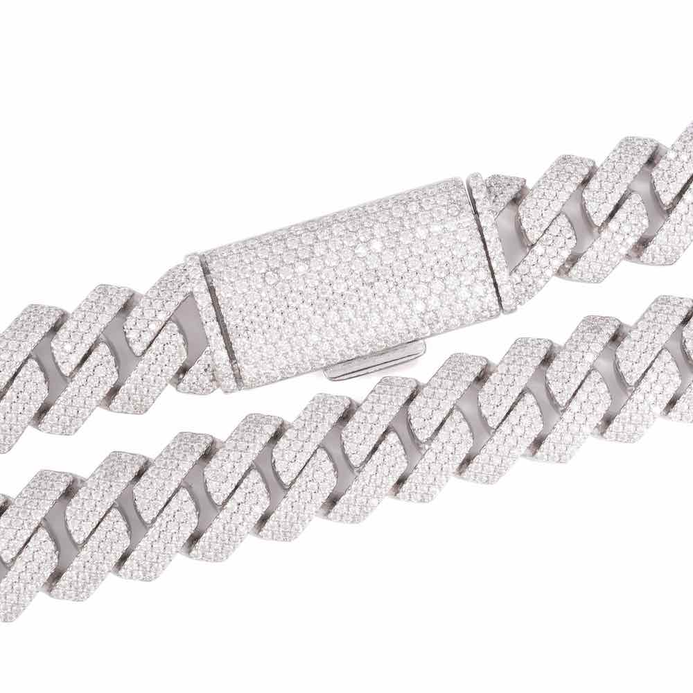 15MM 3-Row Diamond Cuban Chain 14K Solid Gold Clasp