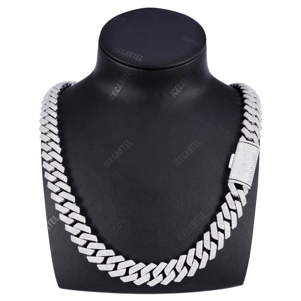 15MM 3-Row Diamond Cuban Chain 14K Solid Gold Neck