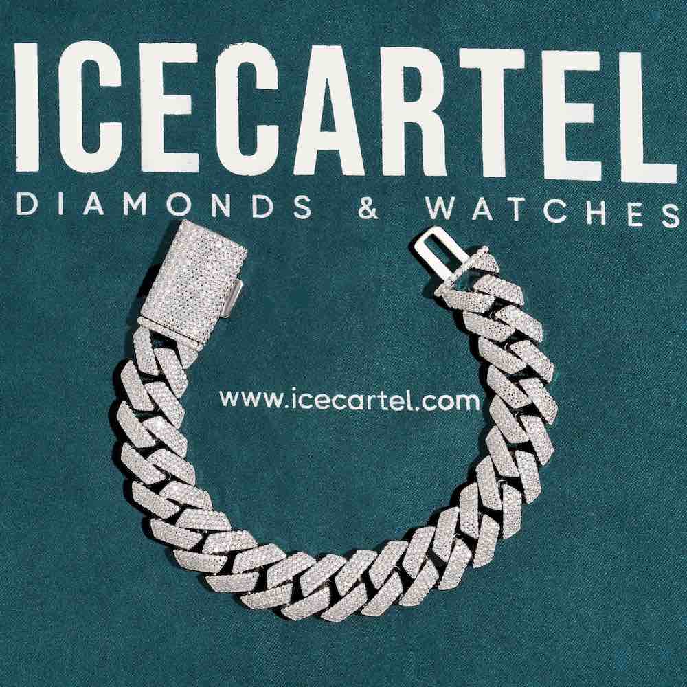 15MM 4-row Moissanite cuban link bracelet