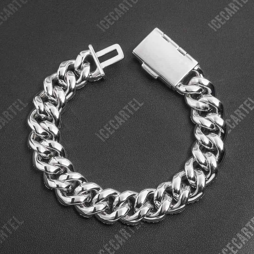 15MM iced out miami cuban link bracelet backside