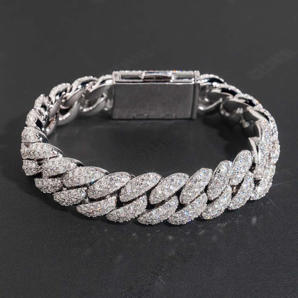 15MM iced out miami cuban link bracelet closeup