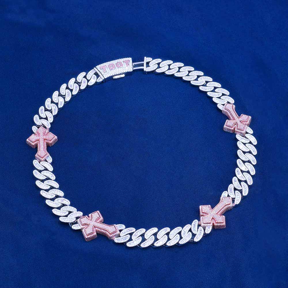 15mm moissanite baguette cross custom moissanite chain 1