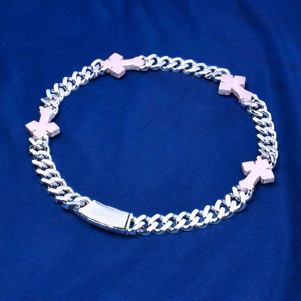 15mm moissanite baguette cross custom moissanite cuban link chain back 1