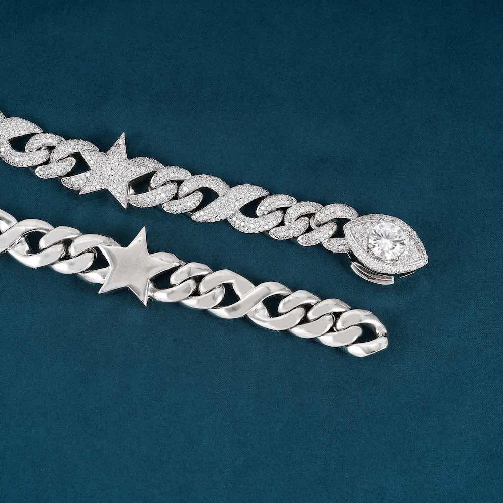 15MM Moissanite Infinity Link Star Chain close