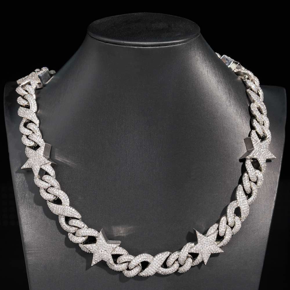 15MM Moissanite Infinity Link Star Chain neck